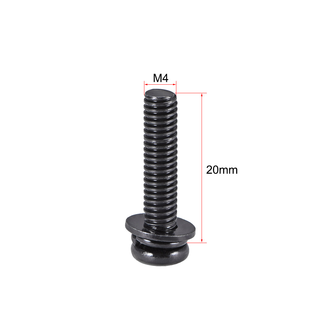 uxcell Uxcell Phillips Pan Head Machine Screws Bolts with Spring Washer w Plain Washers, 50pcs