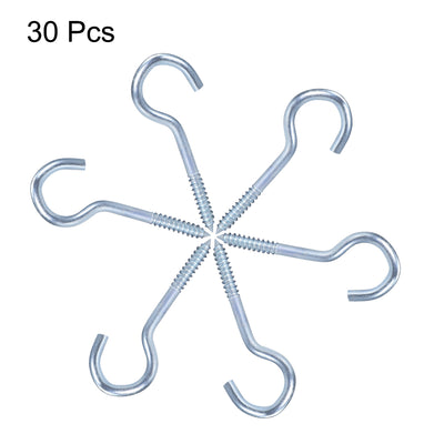 Harfington Uxcell 2" Ceiling Hooks Cup Hook Fine Carbon Steel Screw-in Hanger for Indoor and Outdoor Use 30pcs