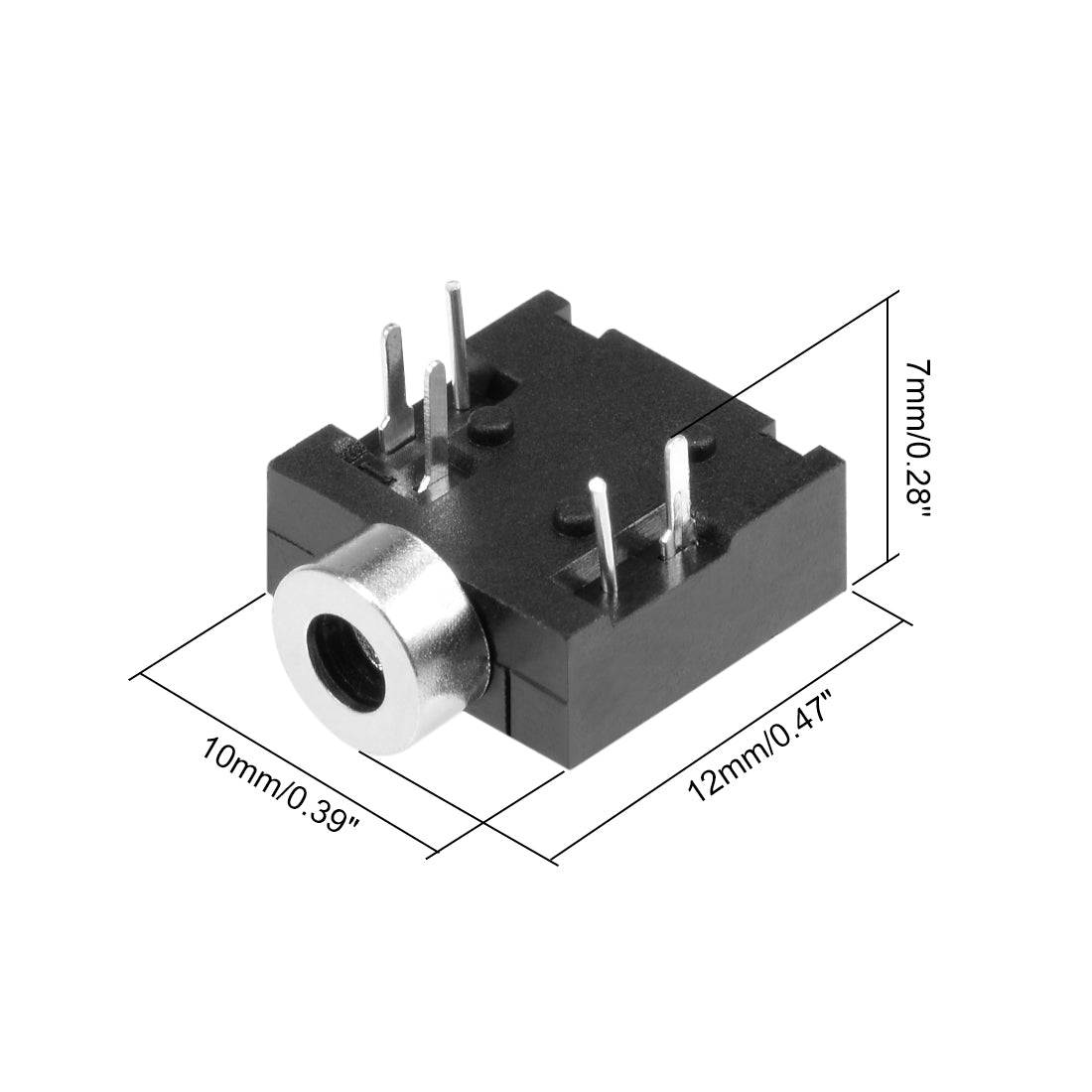 uxcell Uxcell PCB Mount 2.5mm 5 Pin Socket Headphone Stereo Jack Audio Video Connector PJ204 Black 10Pcs