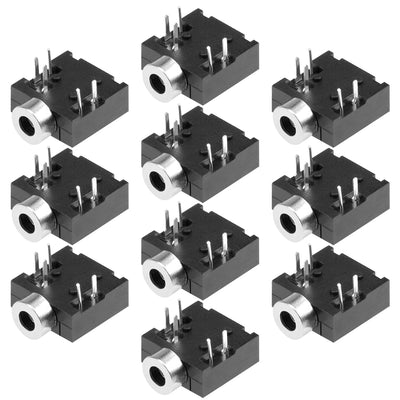 Harfington Uxcell PCB Mount 2.5mm 5 Pin Socket Headphone Stereo Jack Audio Video Connector PJ204 Black 10Pcs