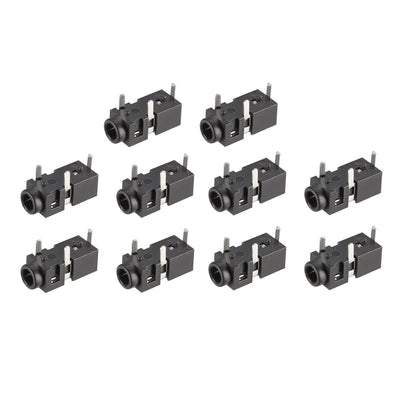 Harfington Uxcell PCB Mount 2.5mm 3 Pin Socket Headphone Stereo Jack Connector PJ208 Black 10Pcs