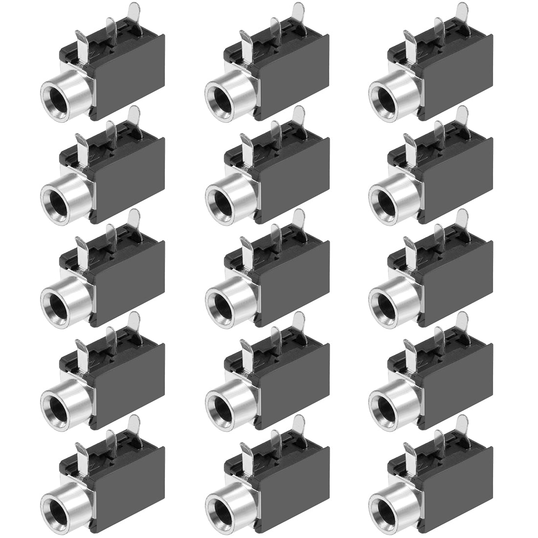 uxcell Uxcell PCB Mount 3.5mm 3 Pin Socket Headphone Jack Audio Video Connector PJ316 Black 15Pcs