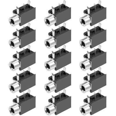 Harfington Uxcell PCB Mount 3.5mm 3 Pin Socket Headphone Jack Audio Video Connector PJ316 Black 15Pcs