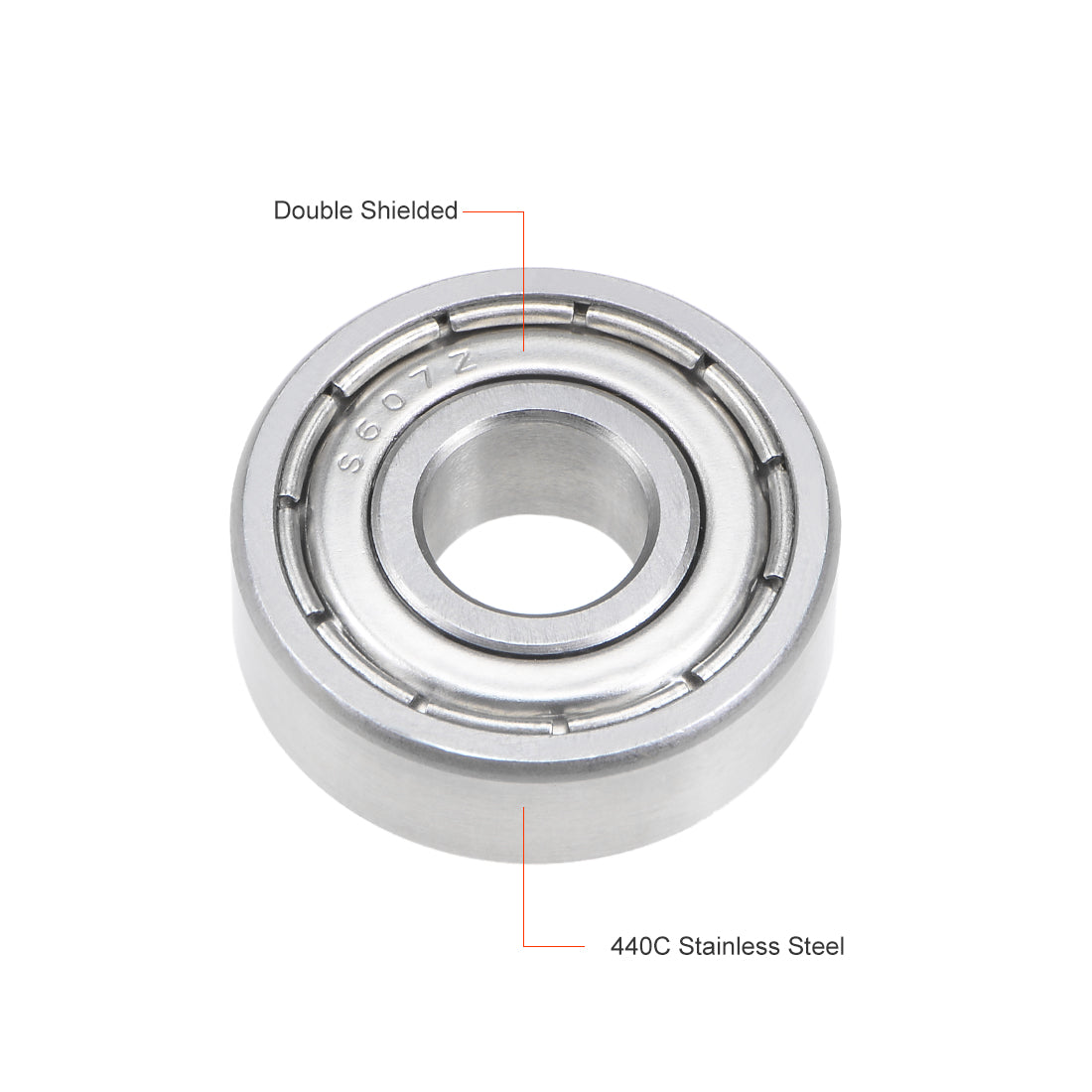 uxcell Uxcell S607ZZ Stainless Steel Ball Bearing 7x19x6mm Double Shielded 607Z Bearings