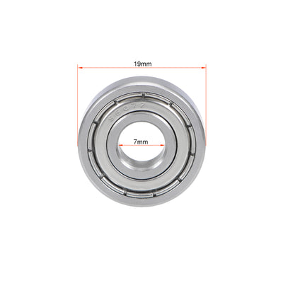 Harfington Uxcell S607ZZ Stainless Steel Ball Bearing 7x19x6mm Double Shielded 607Z Bearings