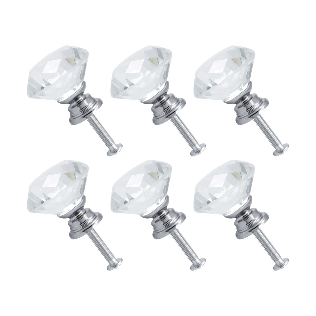 uxcell Uxcell 30mm Crystal Knobs Drawer Pull Handles Wardrobe Dresser Door Knobs 6pcs (Clear)