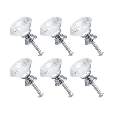 Harfington Uxcell 30mm Crystal Knobs Drawer Pull Handles Wardrobe Dresser Door Knobs 6pcs (Clear)