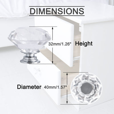 Harfington Uxcell 4stk. Kristallglas Knopf Schublade Zuggriff Knöpfe Kommode Dekorative (Klar) 40mm