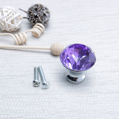 Harfington Uxcell Crystal Knob Drawer Pull Handle Knob Cupboard Dresser Decorative 8pcs Purple