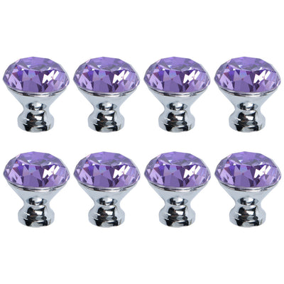 Harfington Uxcell Crystal Knob Drawer Pull Handle Knob Cupboard Dresser Decorative 8pcs Purple