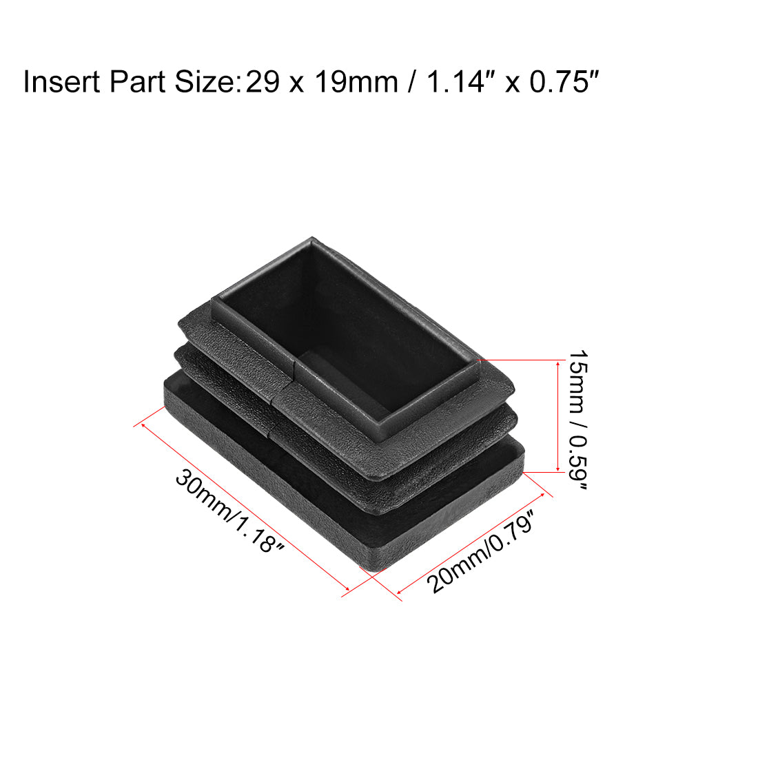 uxcell Uxcell Plastic Plug End Caps 30mm x 20mm Rectangular Furniture Table Chair Legs 12Pcs