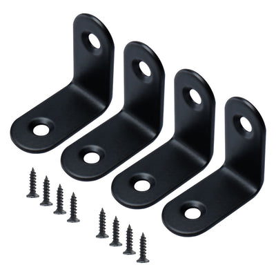 Harfington Uxcell Angle Brackets Stainless Steel Brace Connection Fastener w Screw 30x30mm, 4pcs