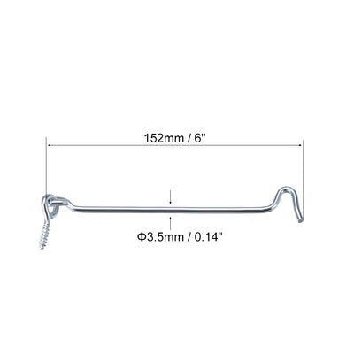 Harfington Uxcell 6" Cabin Hook Eye Latch Gate Door Swivel for Wood Window Door Hook 4pcs