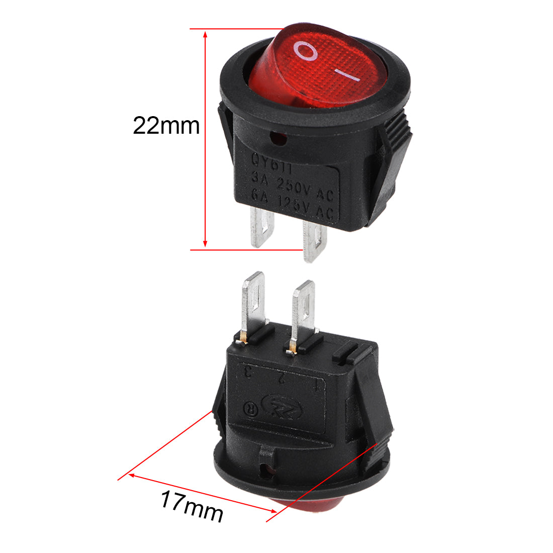 uxcell Uxcell Boat Rocker Switch With Waterproof Case Red Toggle Switch for Boat Car Marine ON/OFF AC 250V/3A 125V/6A 1pcs