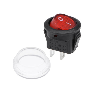 Harfington Uxcell Boat Rocker Switch With Waterproof Case Red Toggle Switch for Boat Car Marine ON/OFF AC 250V/3A 125V/6A 1pcs