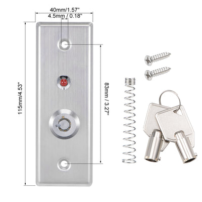 Harfington Uxcell on Off Key Switch Exit Switches Emergency Door Release SPST with DC 12V Red LED Indicator