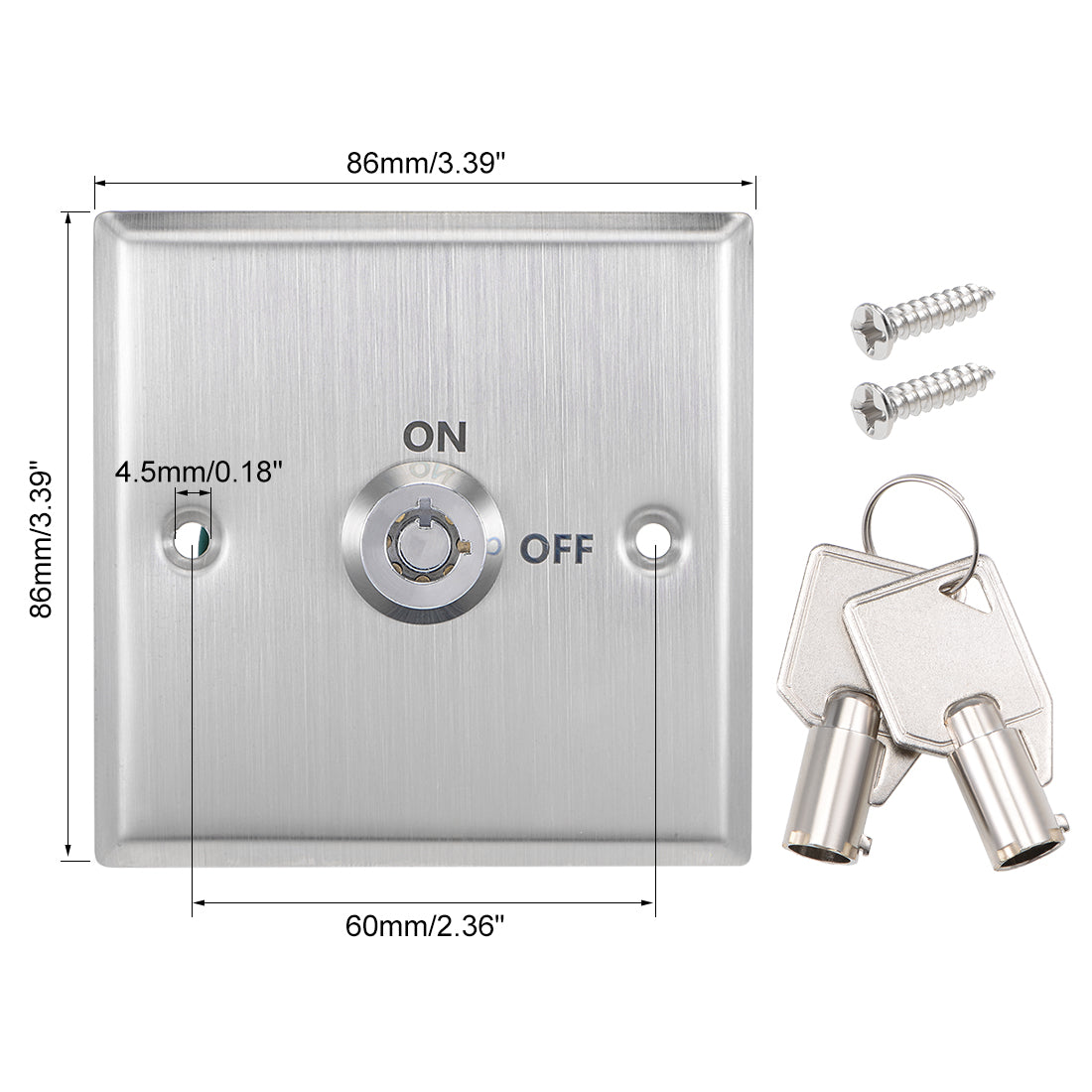 uxcell Uxcell Key Switch On/Off Exit Switches Emergency Door Release SPST Panel Mount with 2 Keys