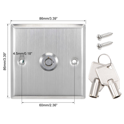 Harfington Uxcell On/Off Switch Lock Key Switches Emergency Door Release SPST Panel Mount with 2 Keys