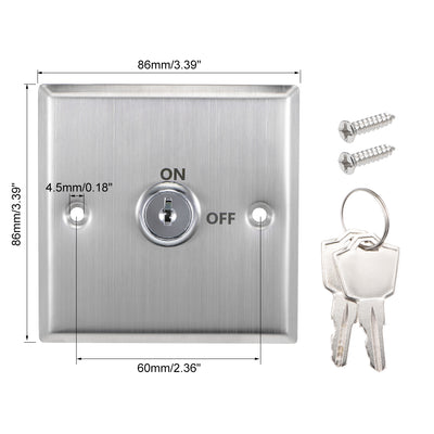 Harfington Uxcell Key Switch On Off Exit Switches Emergency Door Release DPST Panel Mount with Keys