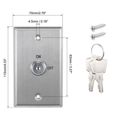 Harfington Uxcell Key Switch Lock On/Off Exit Switch Emergency Door Release DPST Panel Mount with 2 Keys