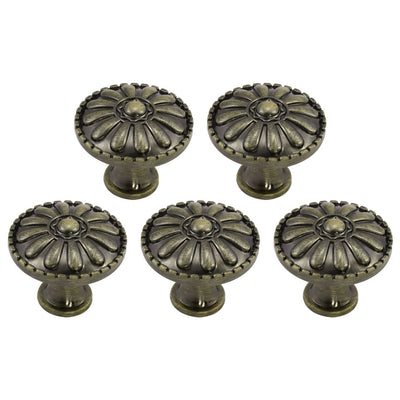 Harfington Uxcell Zinc Alloy Knobs Metal Round Drawer Handle for Dresser Cabinet 31mm #1, 5pcs