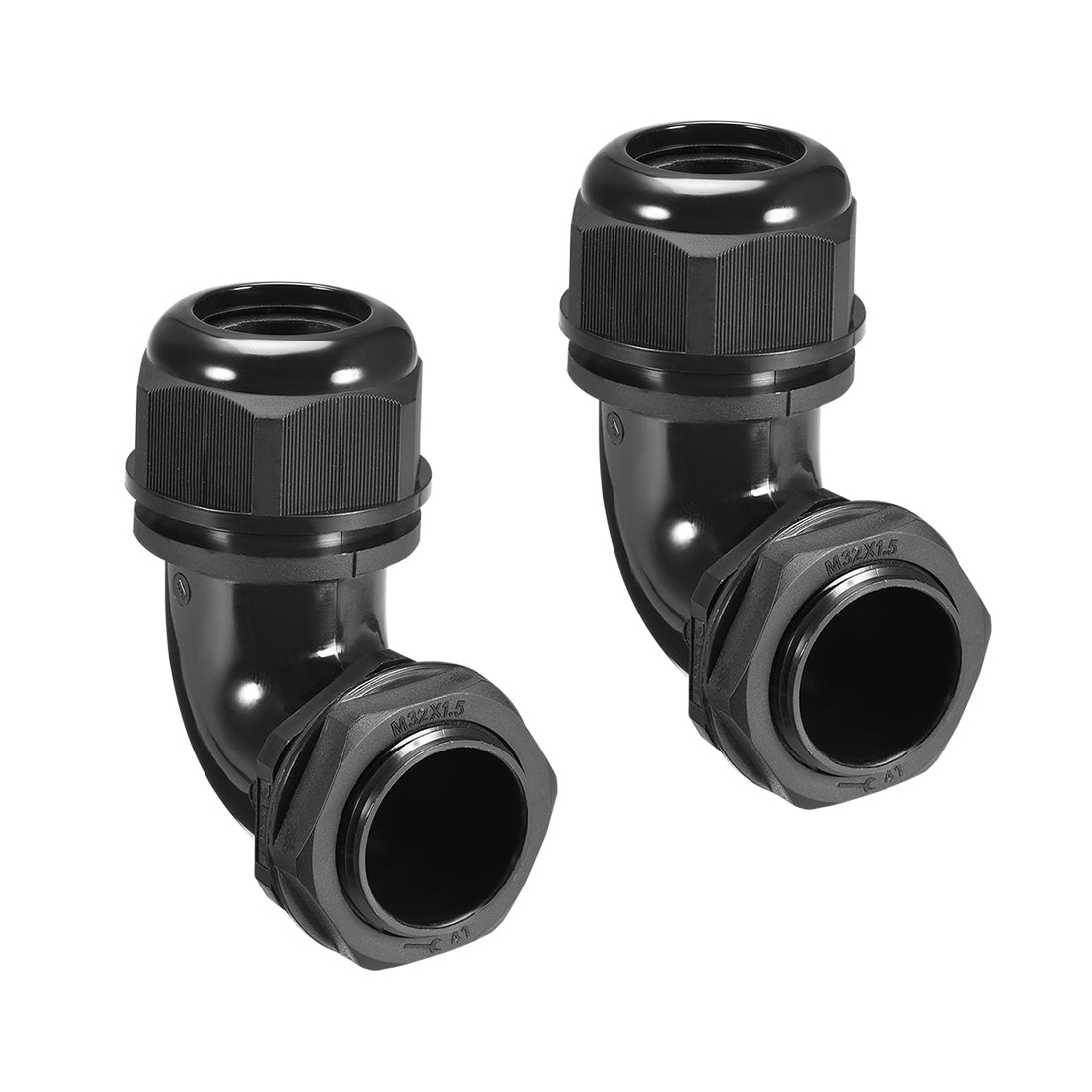 uxcell Uxcell 2 Stück M32 Kabelverschraubung, 90 Grad IP68 Verbindung aus Nylon für 18mm-25mm Durchmesser Kabel Draht