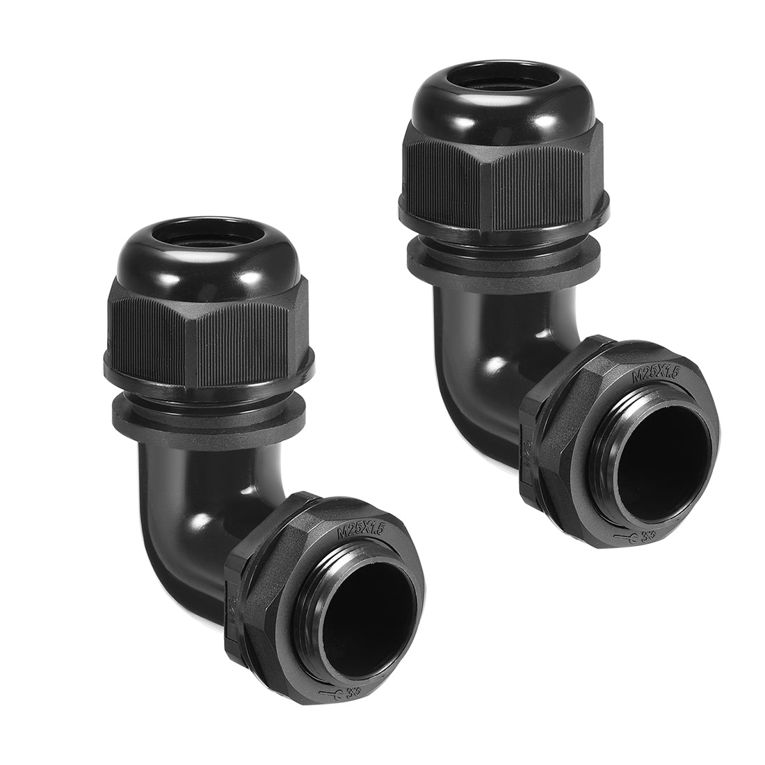 uxcell Uxcell 2 Stück M25 Kabelverschraubung, 90 Grad Wasserdichte Verbindung aus Nylon für 10mm-16mm Durchmesser Kabel Draht