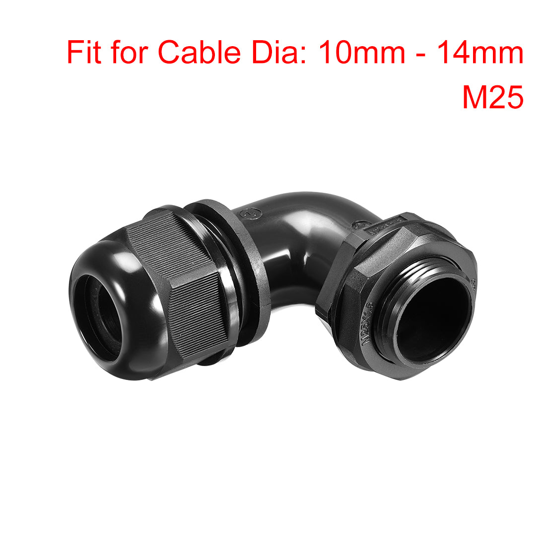 uxcell Uxcell M25 Cable Gland , 90 Degree Waterproof IP68 Nylon Joint Adjustable Locknut for 10mm-14mm Dia Cable Wire , 2 Pcs