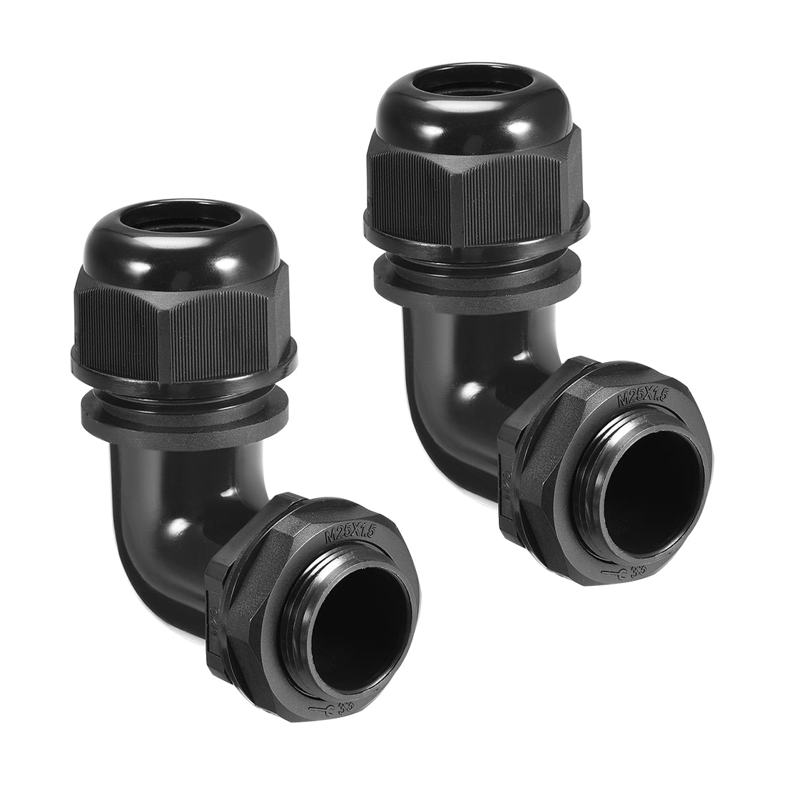 uxcell Uxcell M25 Cable Gland , 90 Degree Waterproof IP68 Nylon Joint Adjustable Locknut for 10mm-14mm Dia Cable Wire , 2 Pcs