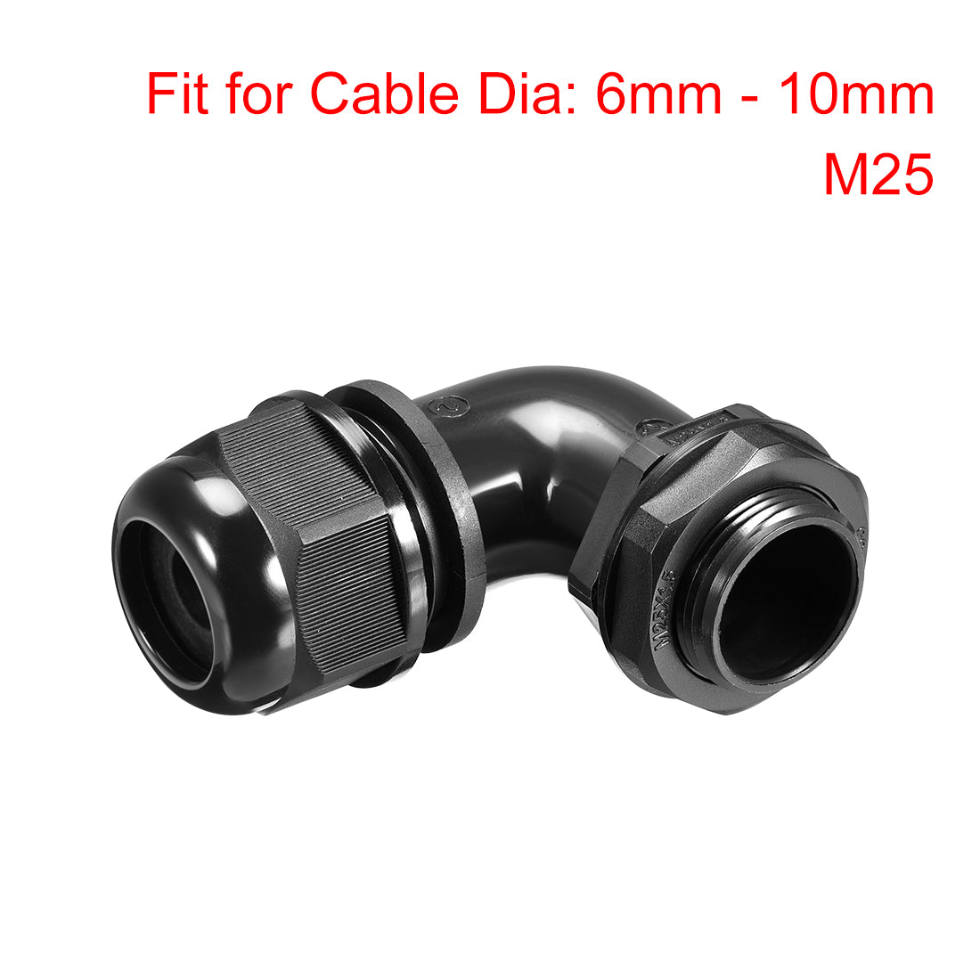 uxcell Uxcell M25 Cable Gland , 90 Degree Waterproof IP68 Nylon Joint Adjustable Locknut for 6mm-10mm Dia Cable Wire