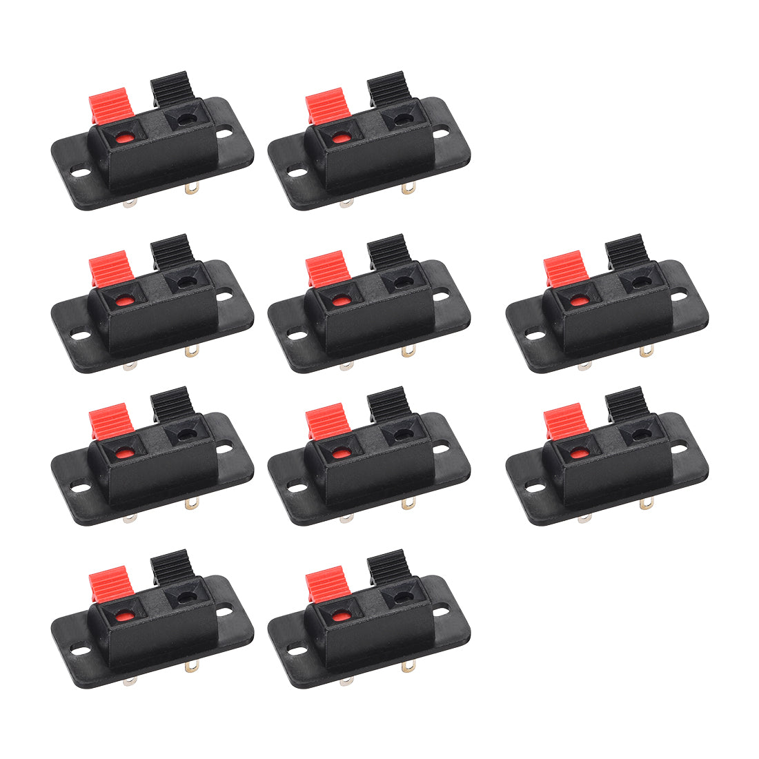 uxcell Uxcell 2 Way Spring Speaker Terminal Clip Push Release Connector Audio Cable Terminals Strip Block WP2-204 10Pcs