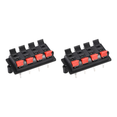 Harfington Uxcell 2 Row 8 Way Spring Speaker Terminal Clip Push Release Connector Audio Cable Terminals Strip Block WP8-03 2Pcs