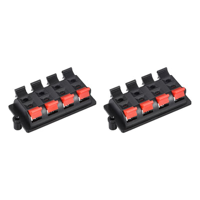 Harfington Uxcell 2 Row 8 Way Spring Speaker Terminal Clip Push Release Connector Audio Cable Terminals Strip Block WP8-03B 2Pcs