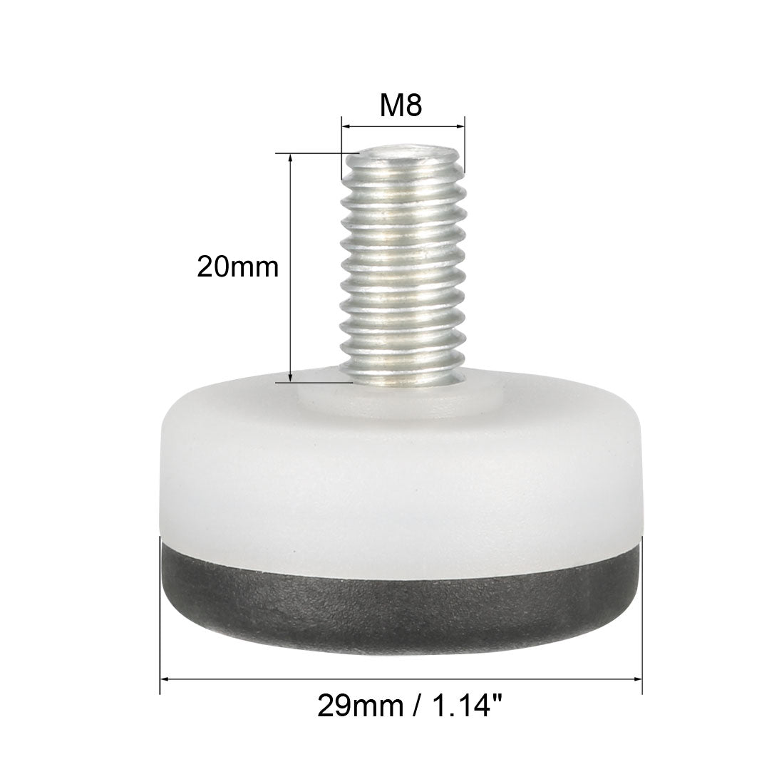 uxcell Uxcell Furniture Levelers, 14mm to 20mm Adjustable Height M8 x 20mm Threaded, 8Pcs