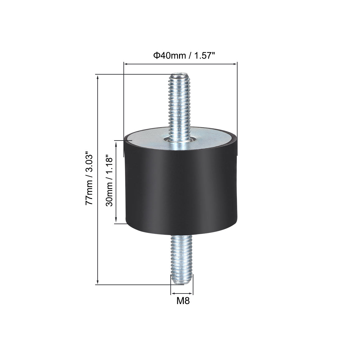 uxcell Uxcell 40x30mm Gummilager Schwingungsdämpfer Stoßdämpfer mit M8x23mm Bolzen