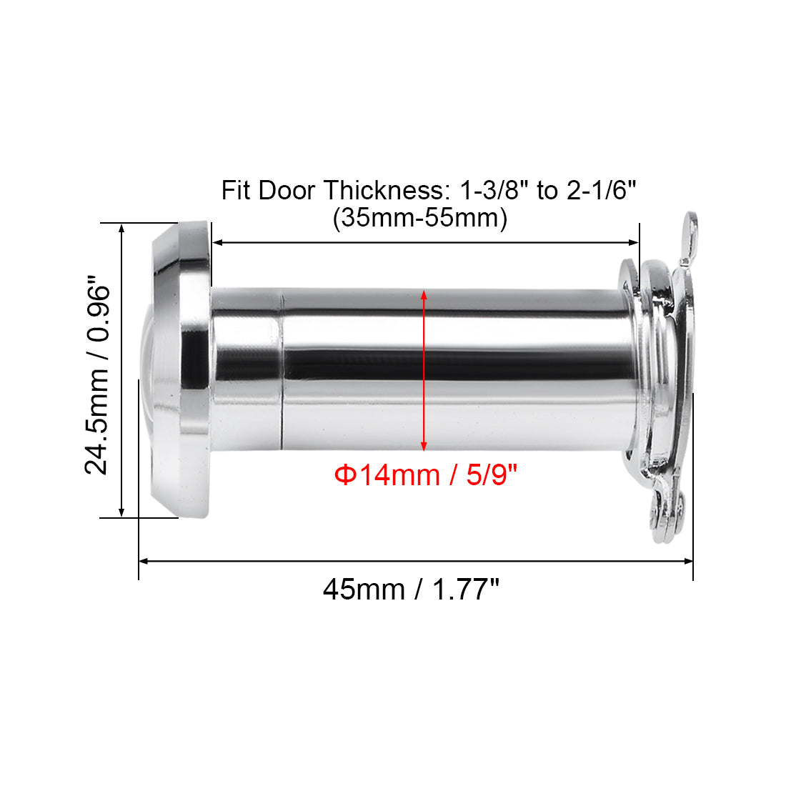 uxcell Uxcell Brass Door Viewer for 35mm-55mm Doors, Polished Chrome Finish, 3 Pcs