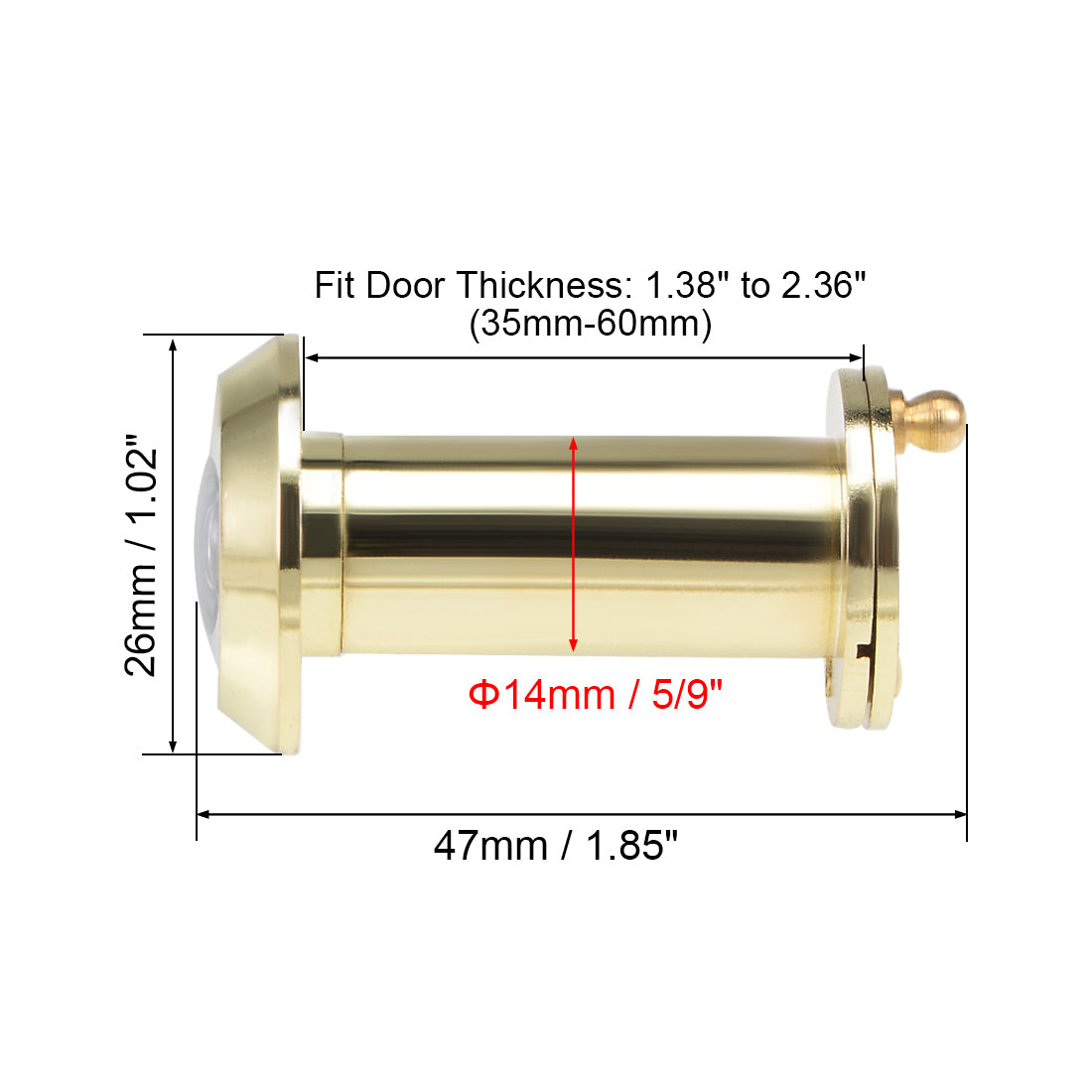 uxcell Uxcell Brass Door Viewer for 35mm-60mm Doors, Polished Gold Finish