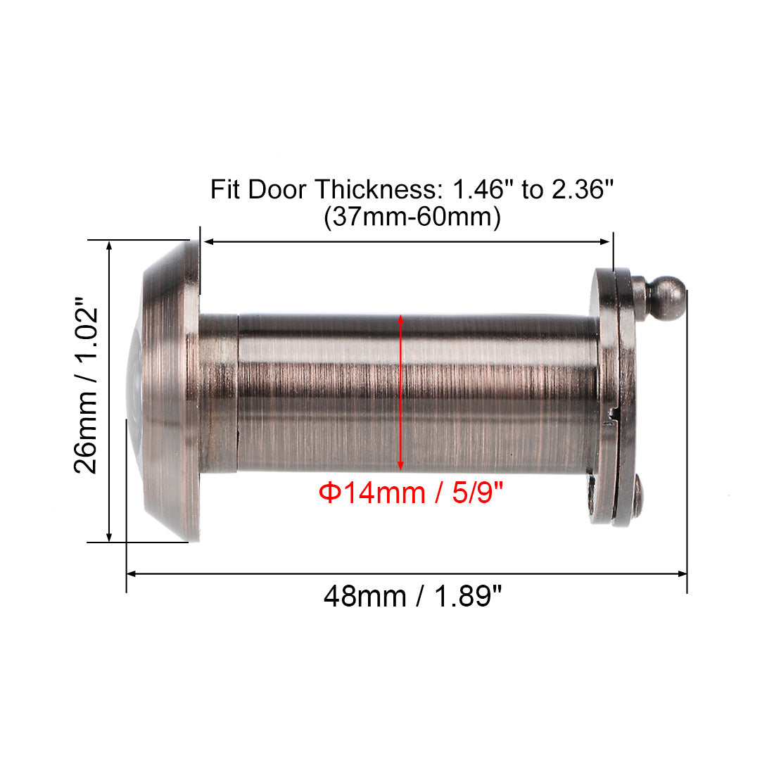 uxcell Uxcell Brass Door Viewer for 37mm-60mm Doors, Copper Finish