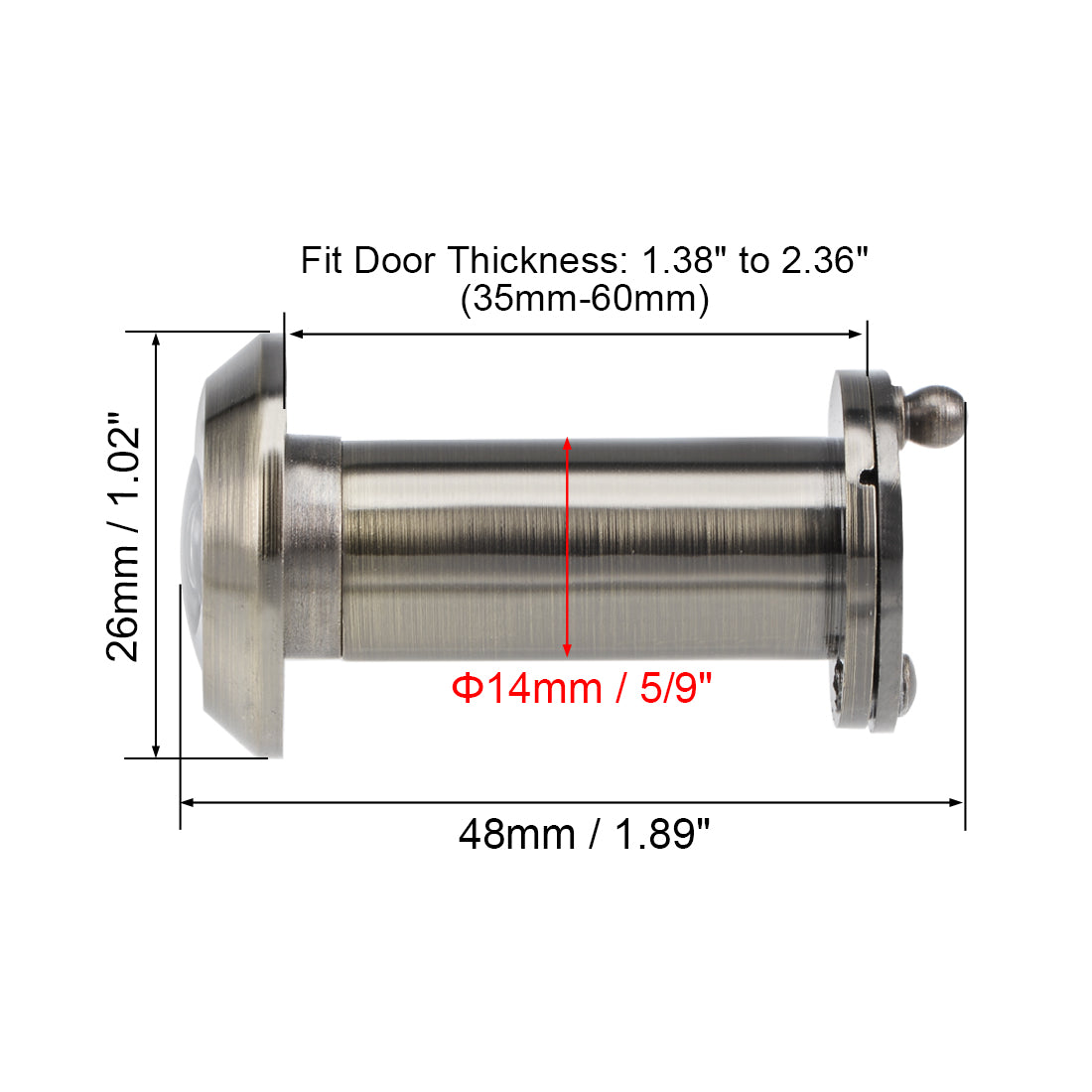 uxcell Uxcell Brass Door Viewer for 35mm-60mm Doors, Antique Bronze Finish