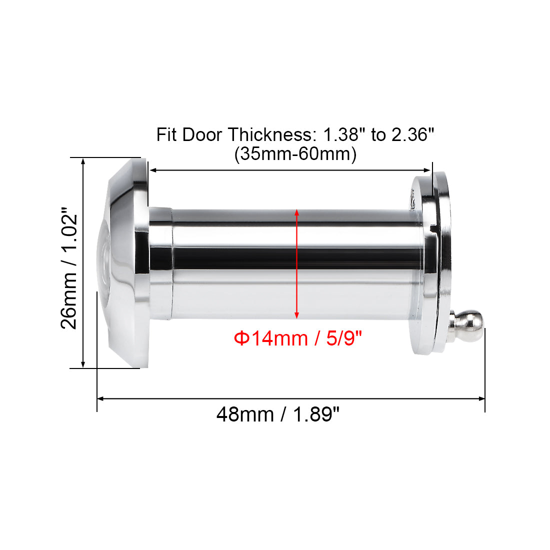 uxcell Uxcell Brass Door Viewer for 35mm-60mm Doors, Polished Chrome Finish, 2 Pcs