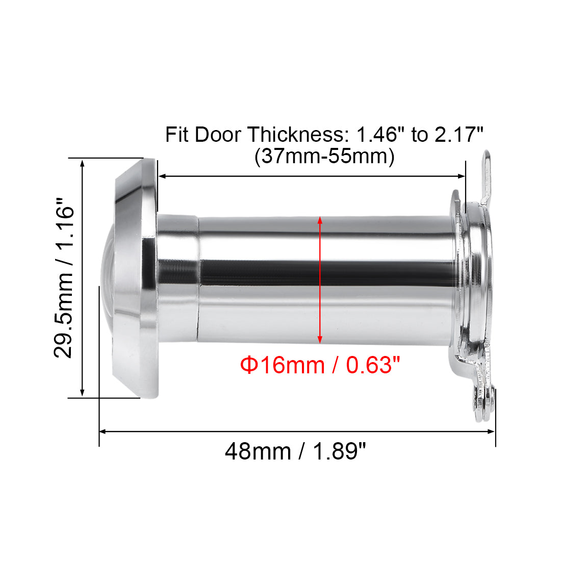 uxcell Uxcell Brass Door Viewer Peephole for 37mm-55mm Doors, Polished Chrome Finish