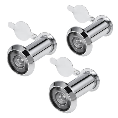 Harfington Uxcell Brass Door Viewer Peephole for 37mm-55mm Doors, Polished Chrome Finish, 3Pcs