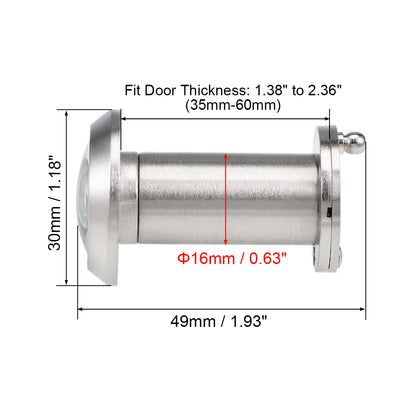 Harfington Uxcell Brass Door Viewer for 35mm-60mm Doors, Brushed Satin Chrome Finish, 2 Pcs