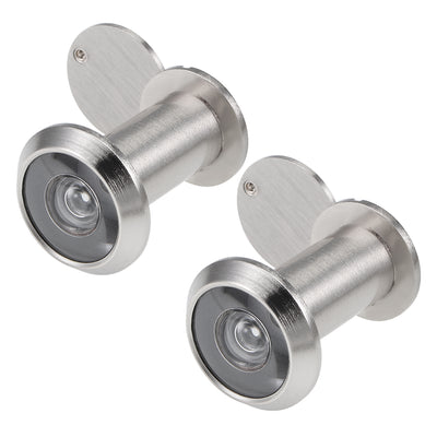 Harfington Uxcell Brass Door Viewer for 35mm-60mm Doors, Brushed Satin Chrome Finish, 2 Pcs