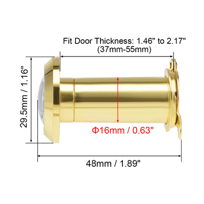 Harfington Uxcell Brass Door Viewer Peephole for 37mm-55mm Doors, Polished Gold Finish, 2 Pcs