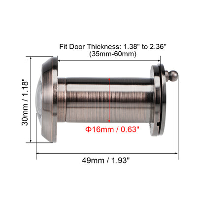 Harfington Uxcell Brass Door Viewer Peephole for 35mm-60mm Doors, Antique Copper Finish, 2 Pcs