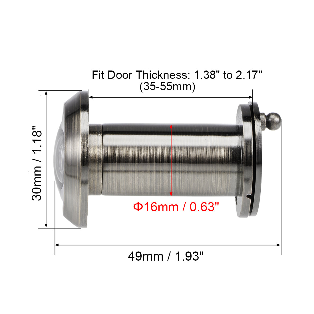 uxcell Uxcell Brass Door Viewer Peephole for 35mm-55mm Doors, Antique Bronze Finish