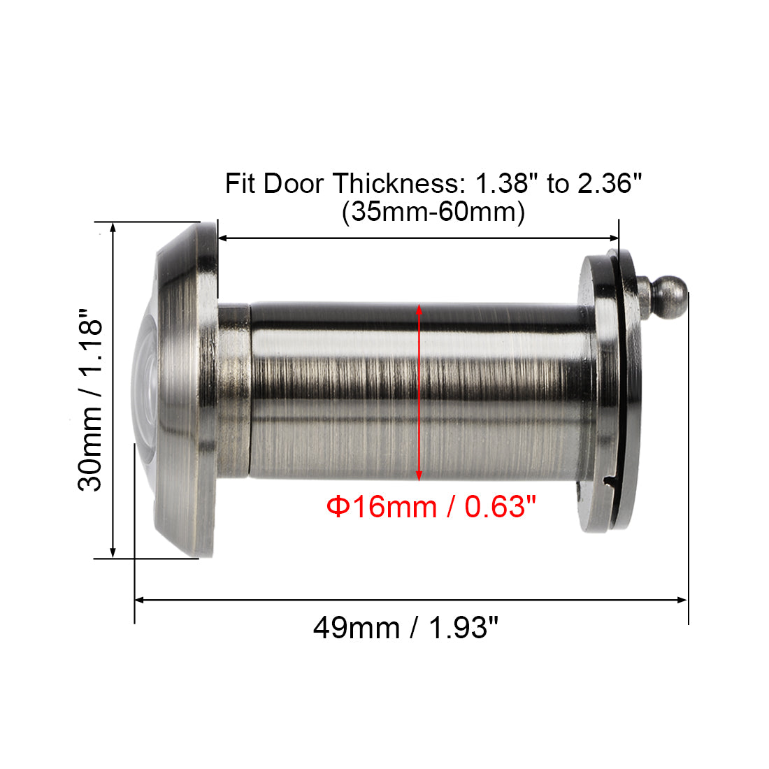 uxcell Uxcell Brass Door Viewer Peephole for 35mm-60mm Doors, Antique Bronze Finish, 2 Pcs