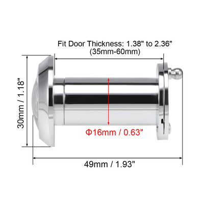 Harfington Uxcell Brass Door Viewer Peephole for 35mm-60mm Doors, Polished Chrome Finish