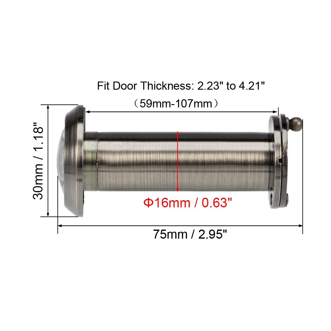 uxcell Uxcell Brass Door Viewer Peephole for 55mm-107mm Doors, Antique Bronze Finish, 2 Pcs